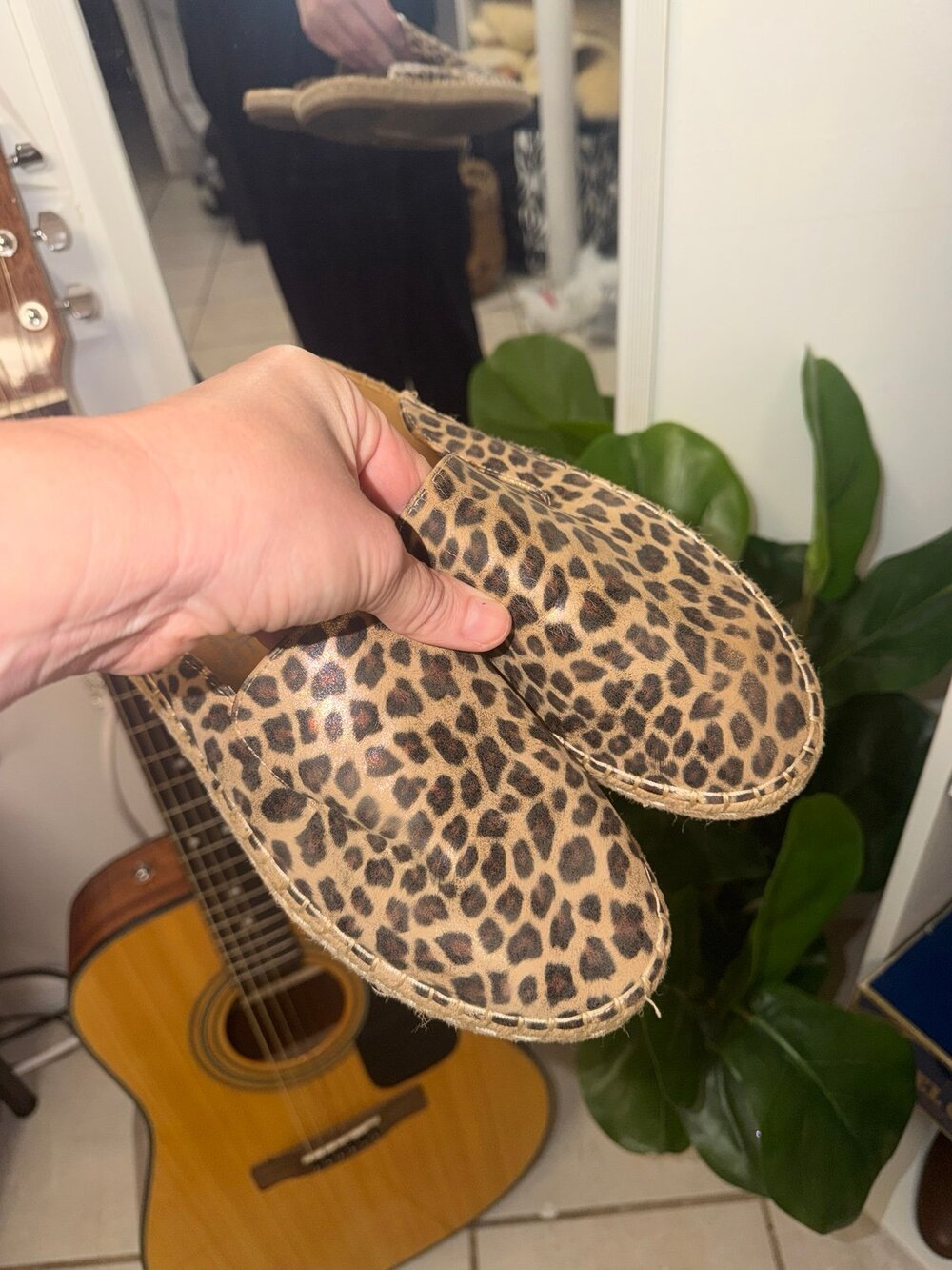 Boutique by Corkys Taffy Metallic Leopard Espadrille Mules Flats Shoes